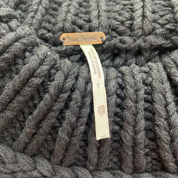 Free People Dolman Sweater Women's X-Small Black Chunky Mock Neck Comfy Cozy - Picture 5 of 14